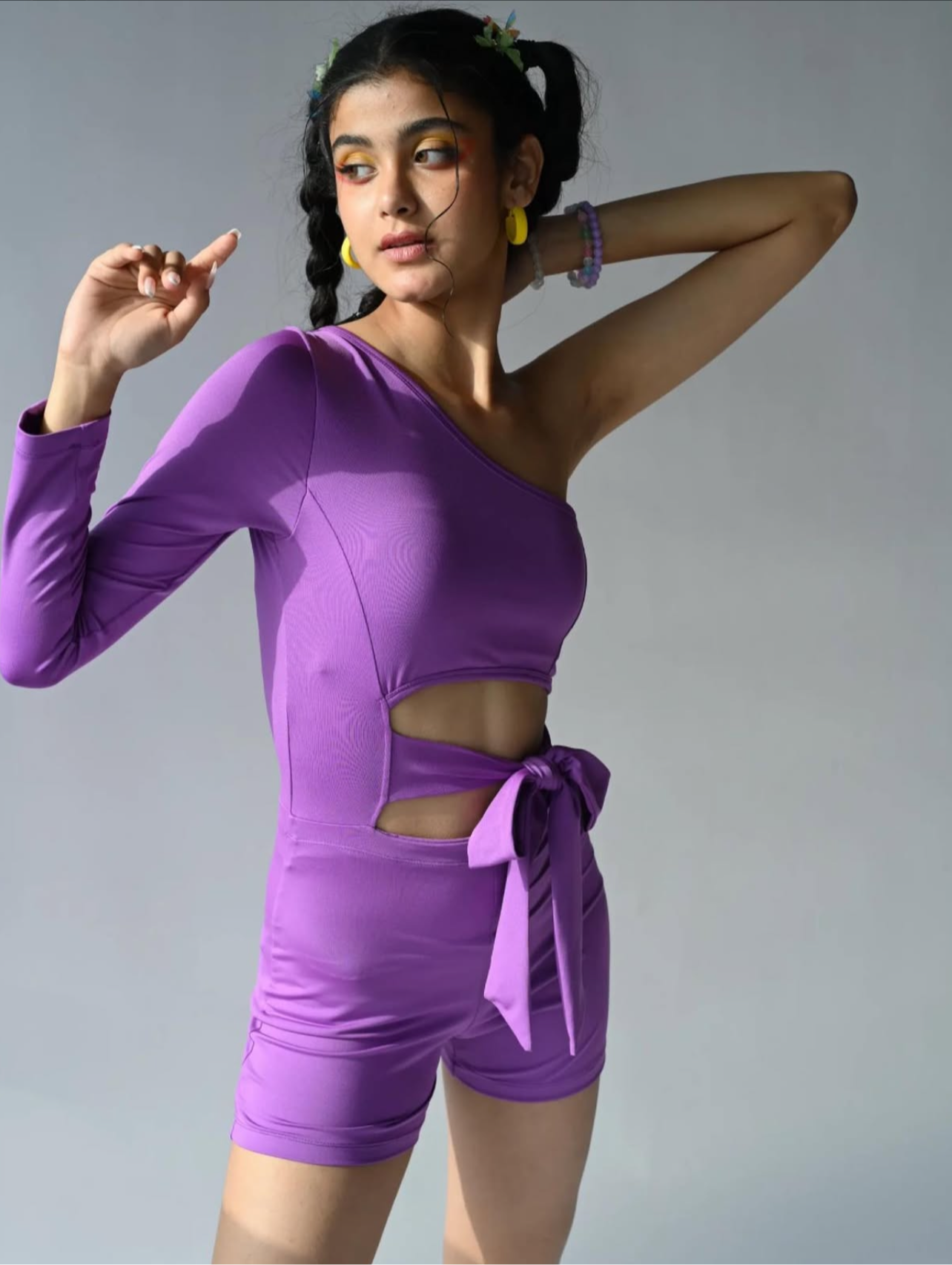 Purple jump suit