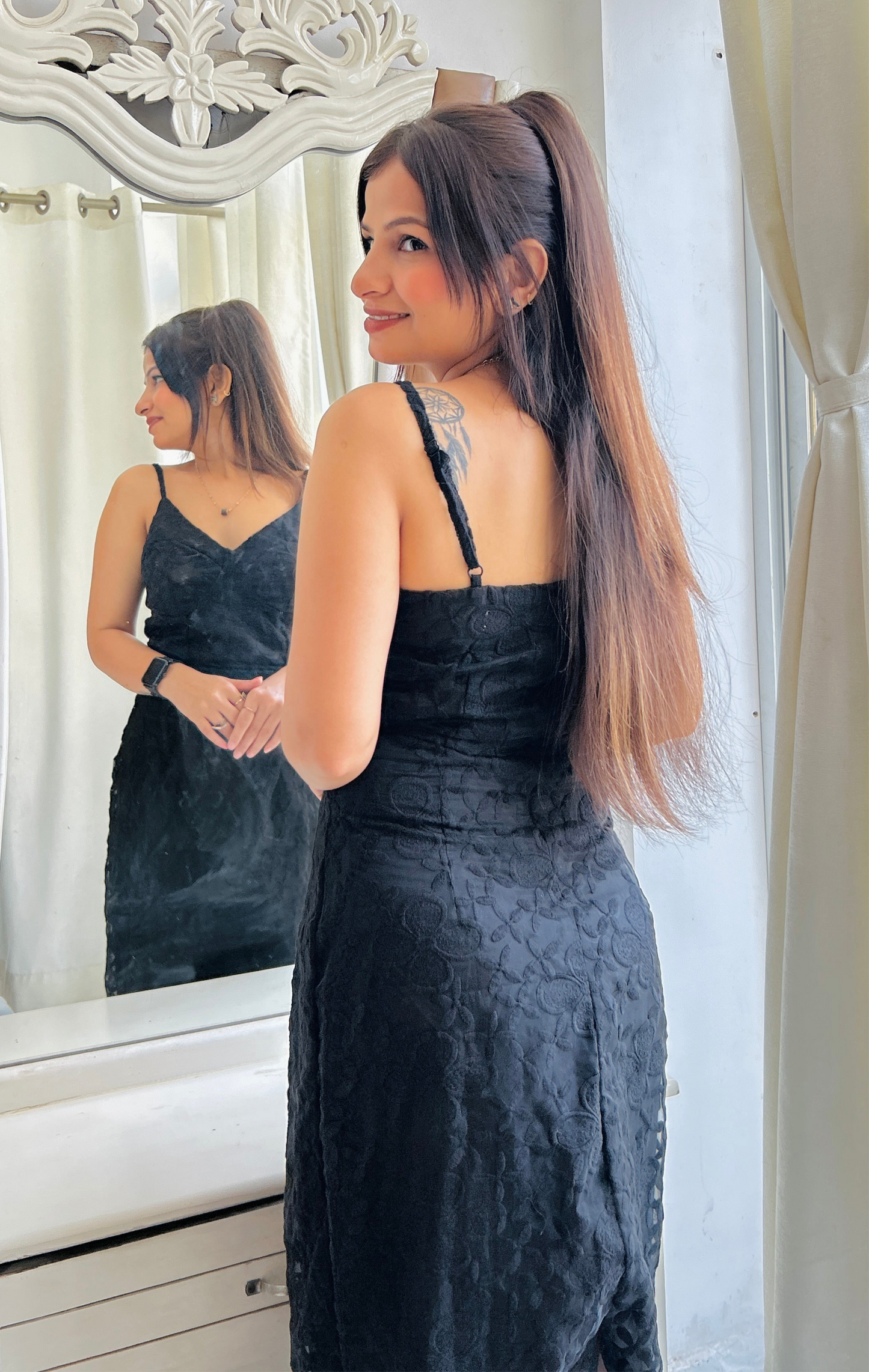 Black lace maxi dress