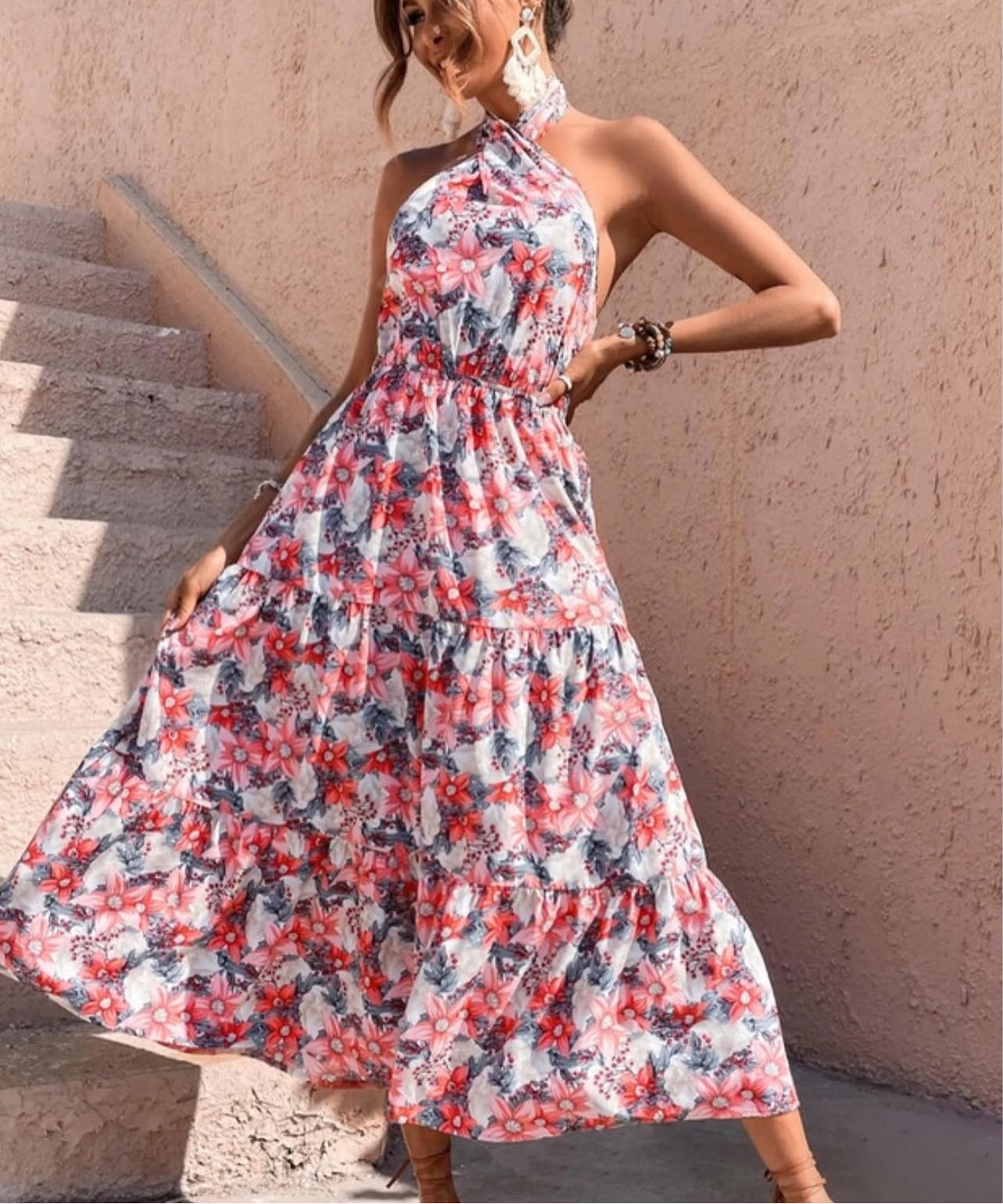 cross neck Floral dress