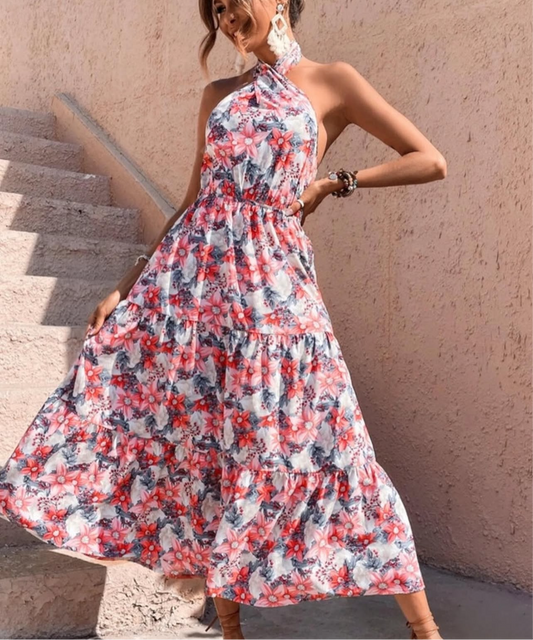cross neck Floral dress