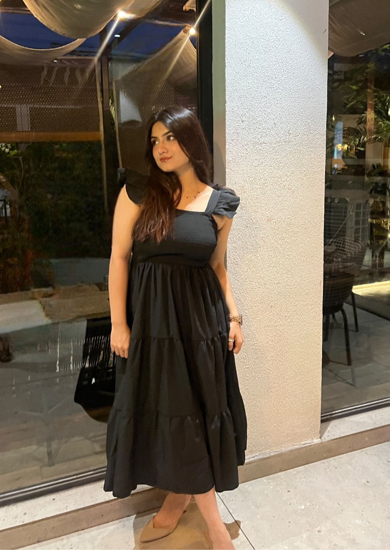 Ruffle sleeved dress