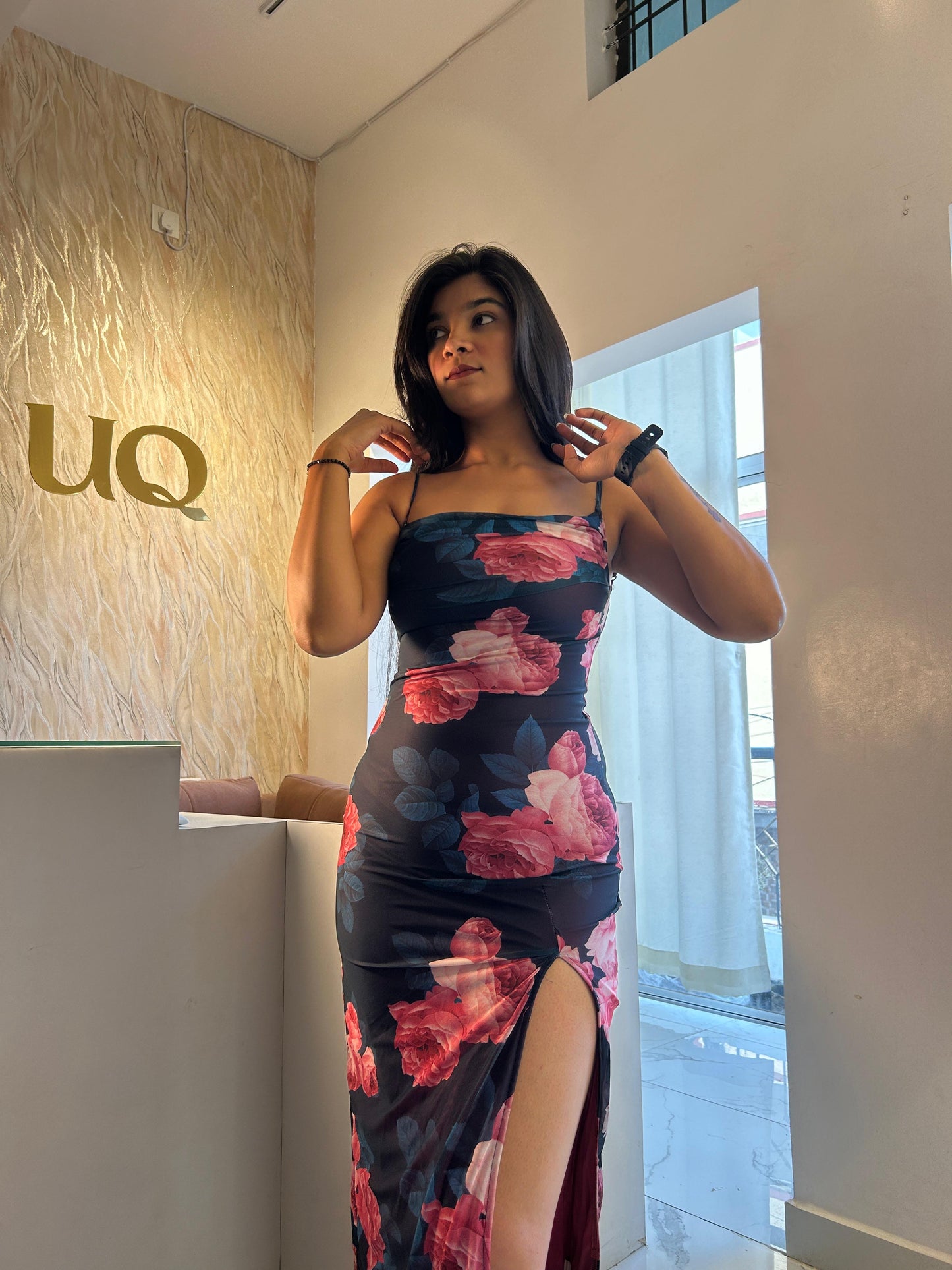 Rose bodycon dress