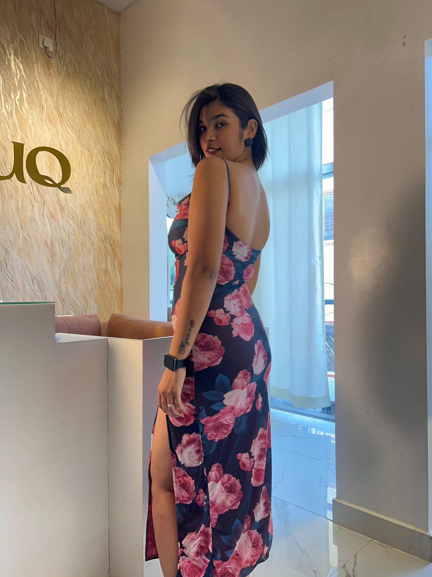 Rose bodycon dress