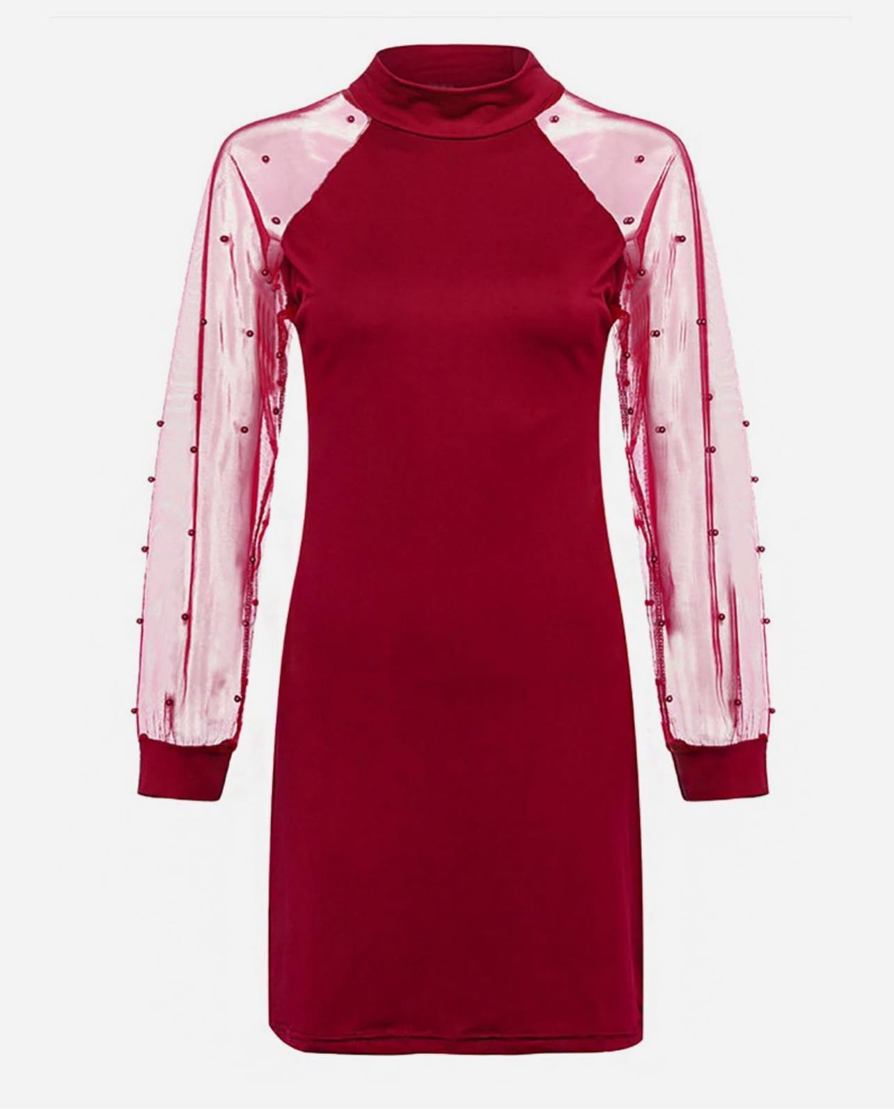 Puff net sleeve dress