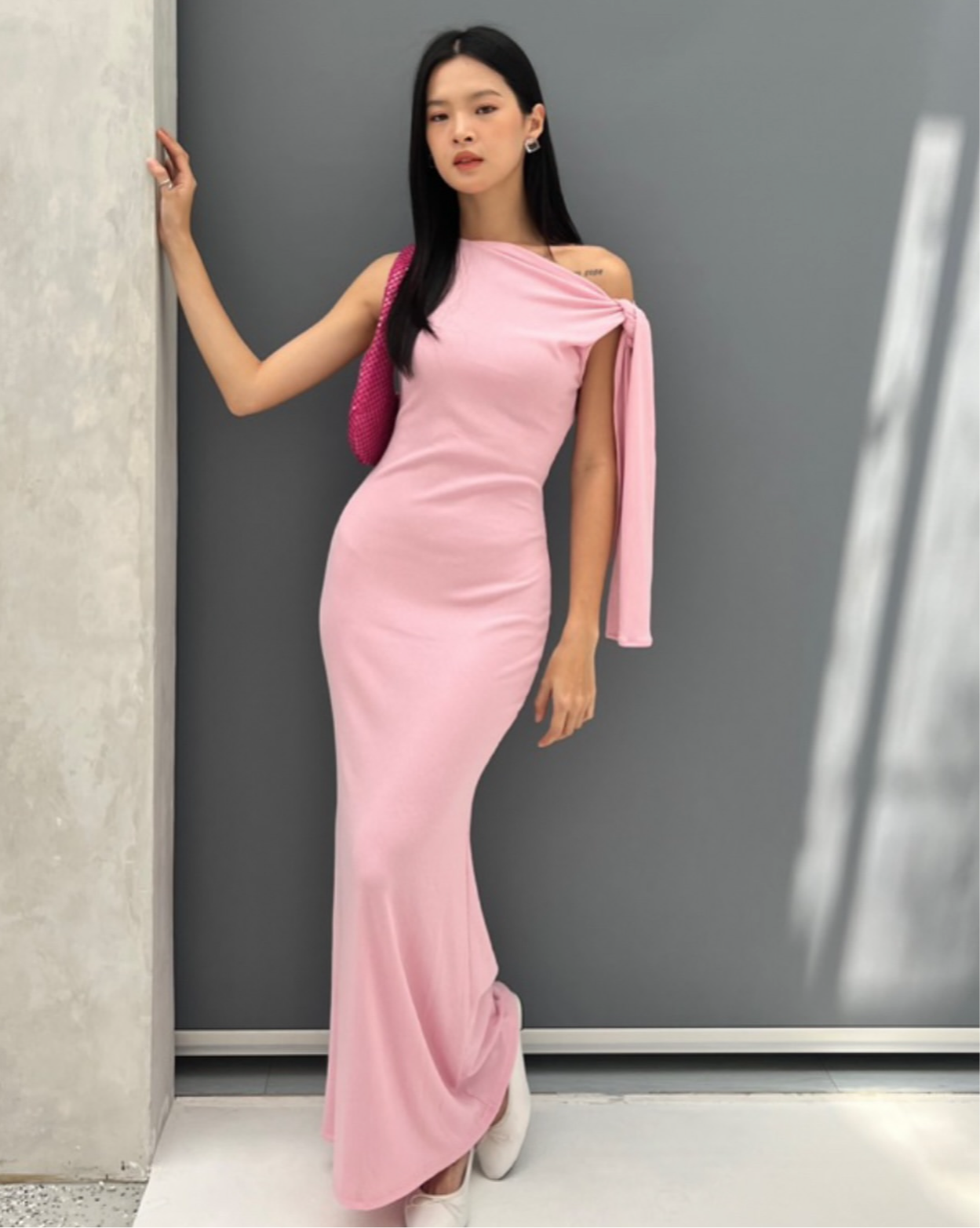 Asymmetrical tie dress