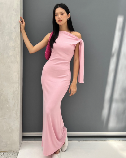 Asymmetrical tie dress
