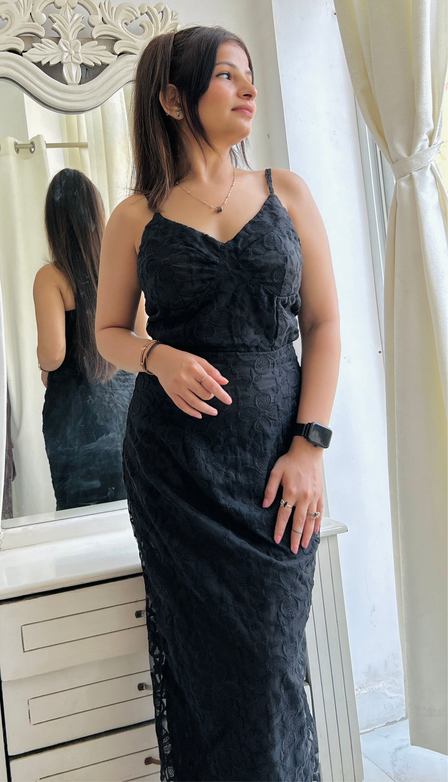 Black lace maxi dress
