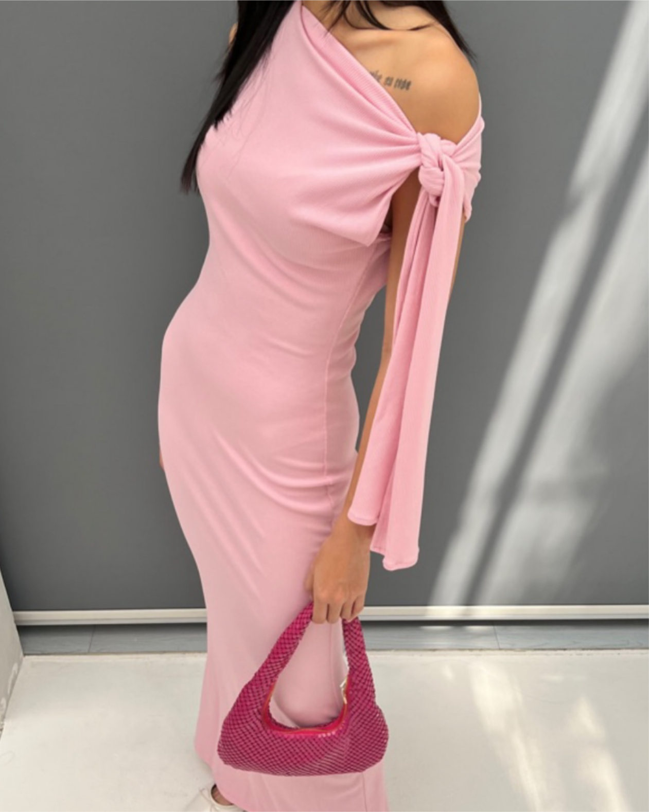 Asymmetrical tie dress