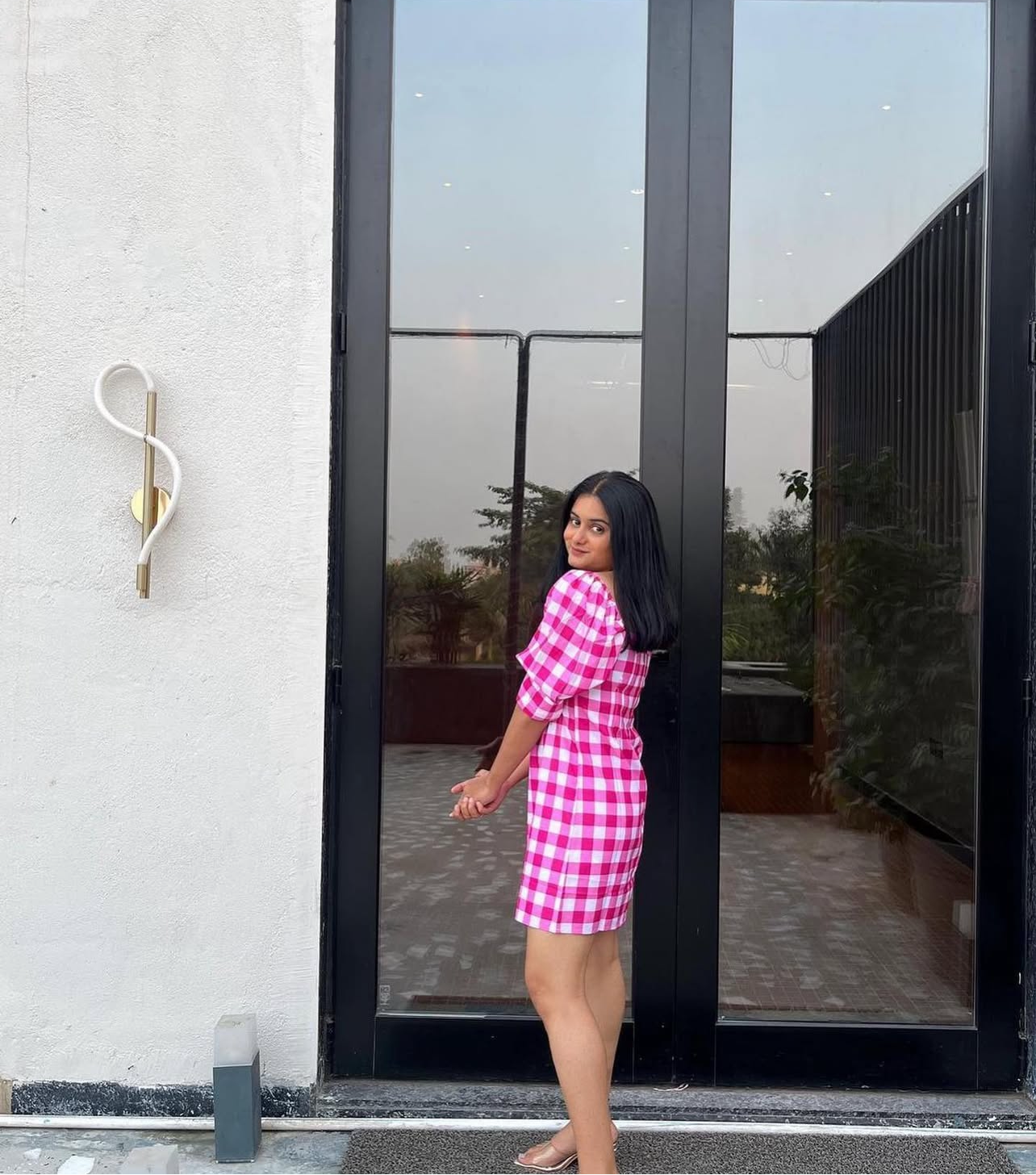 Pink check dress