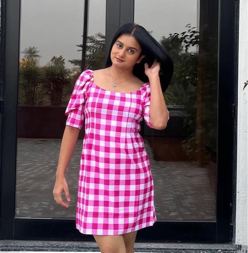 Pink check dress