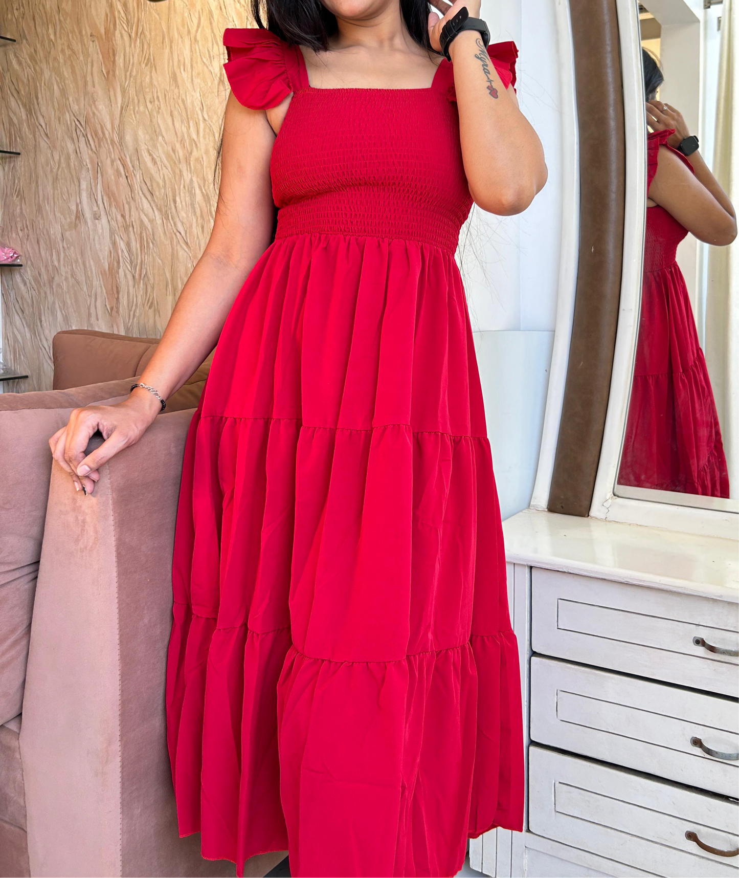 Ruffle sleeved dress