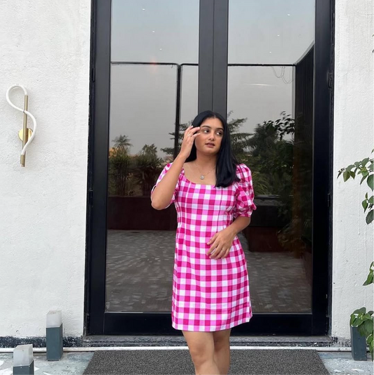 Pink check dress