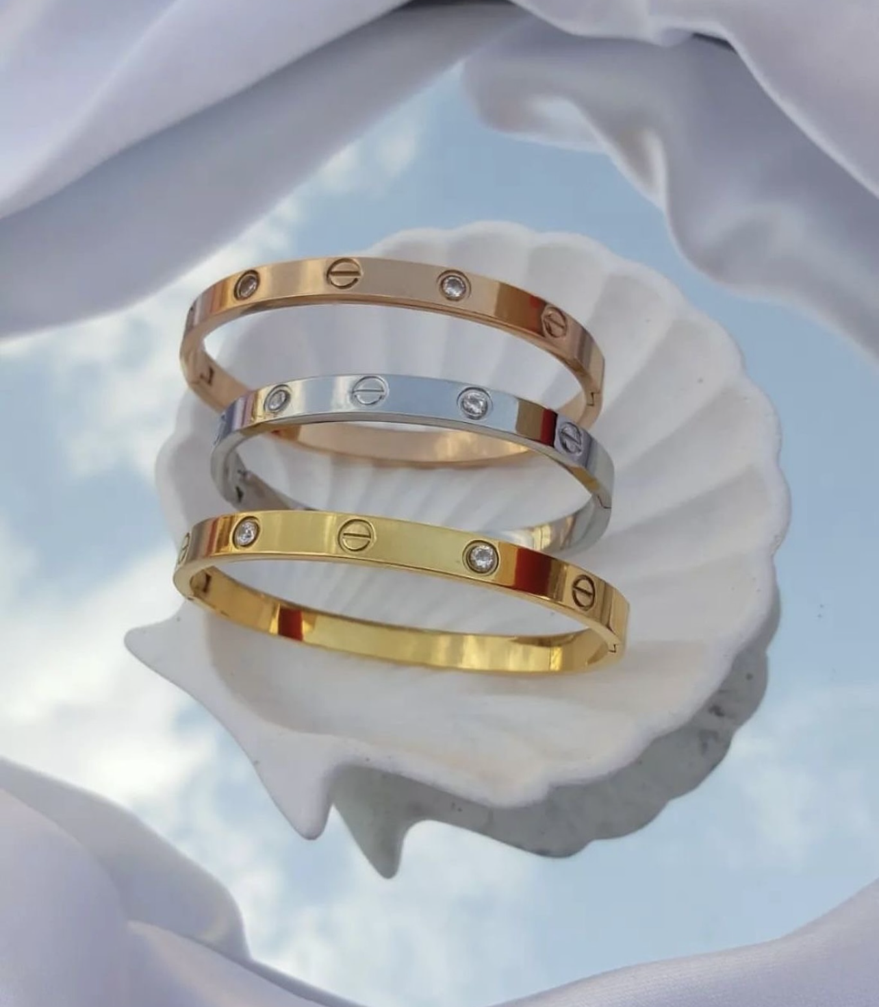 Silver stack bracelet