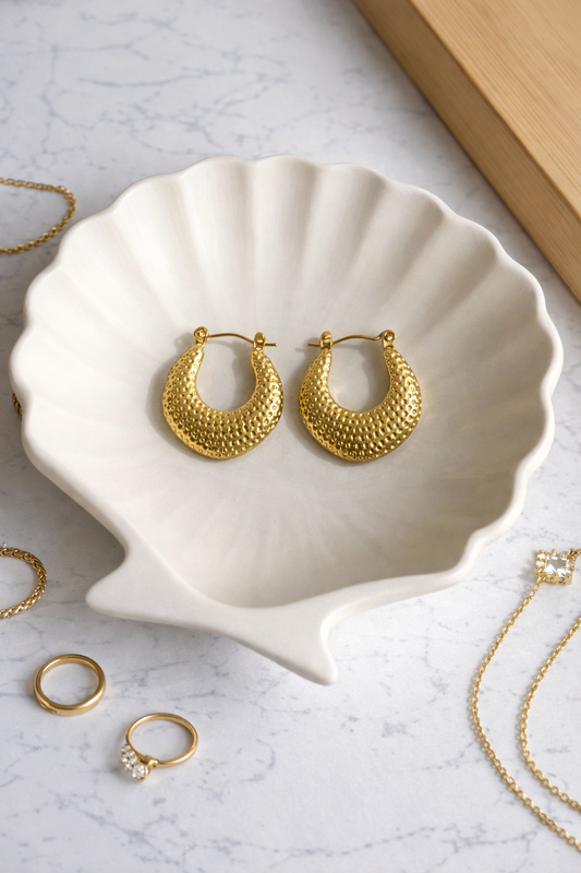 Textured half-moon hoops