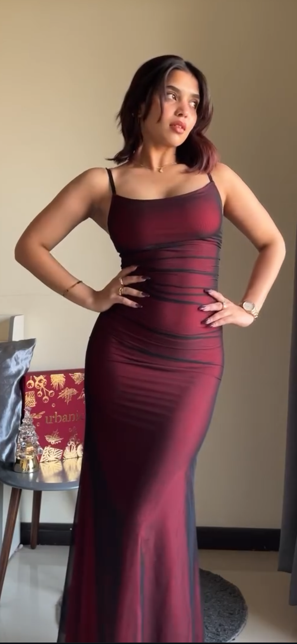 Maroon bodycon dress