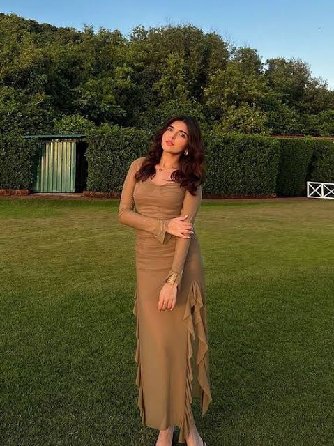 Brown ruffle dress