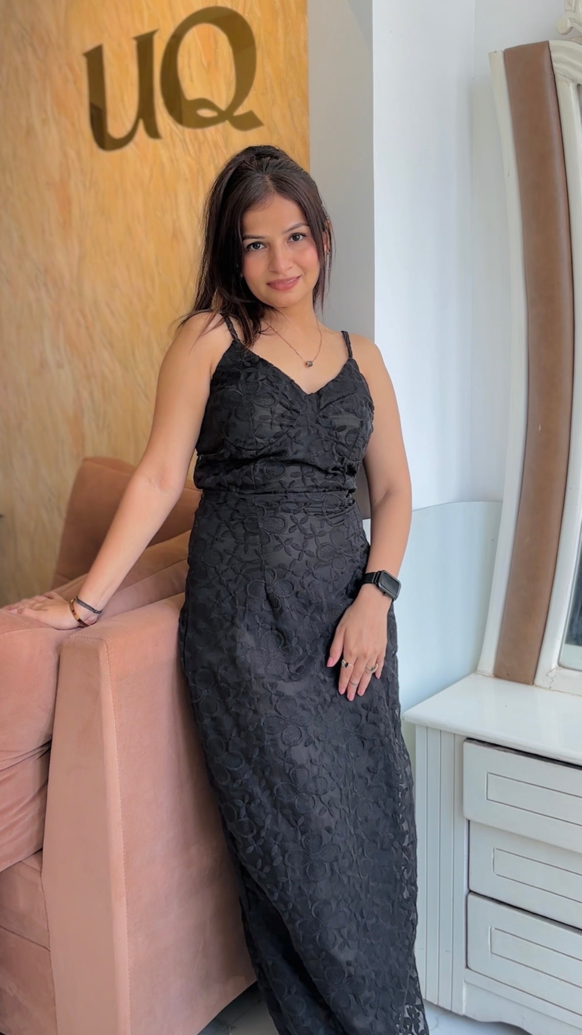 Black lace maxi dress