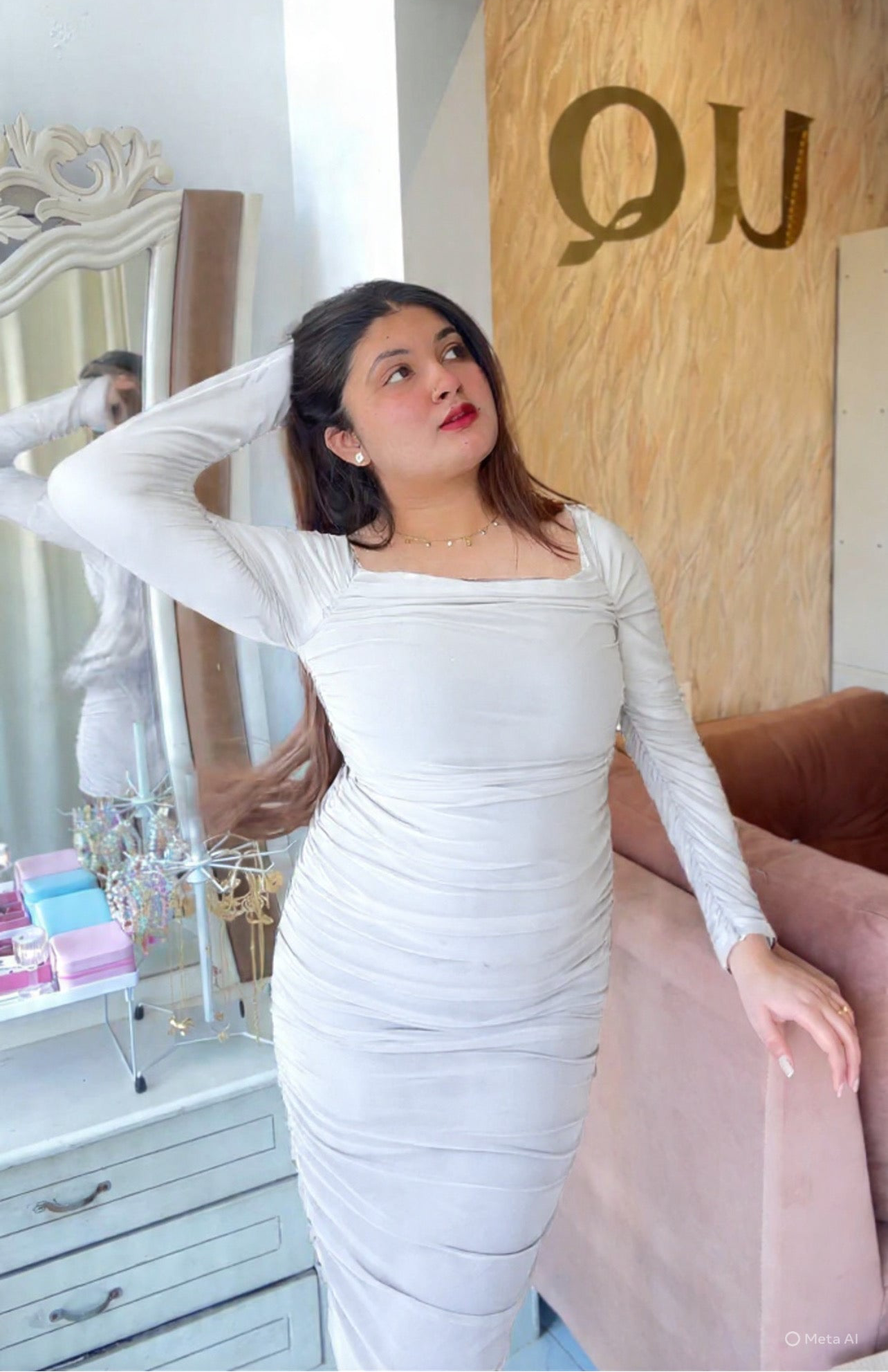 White mesh dress