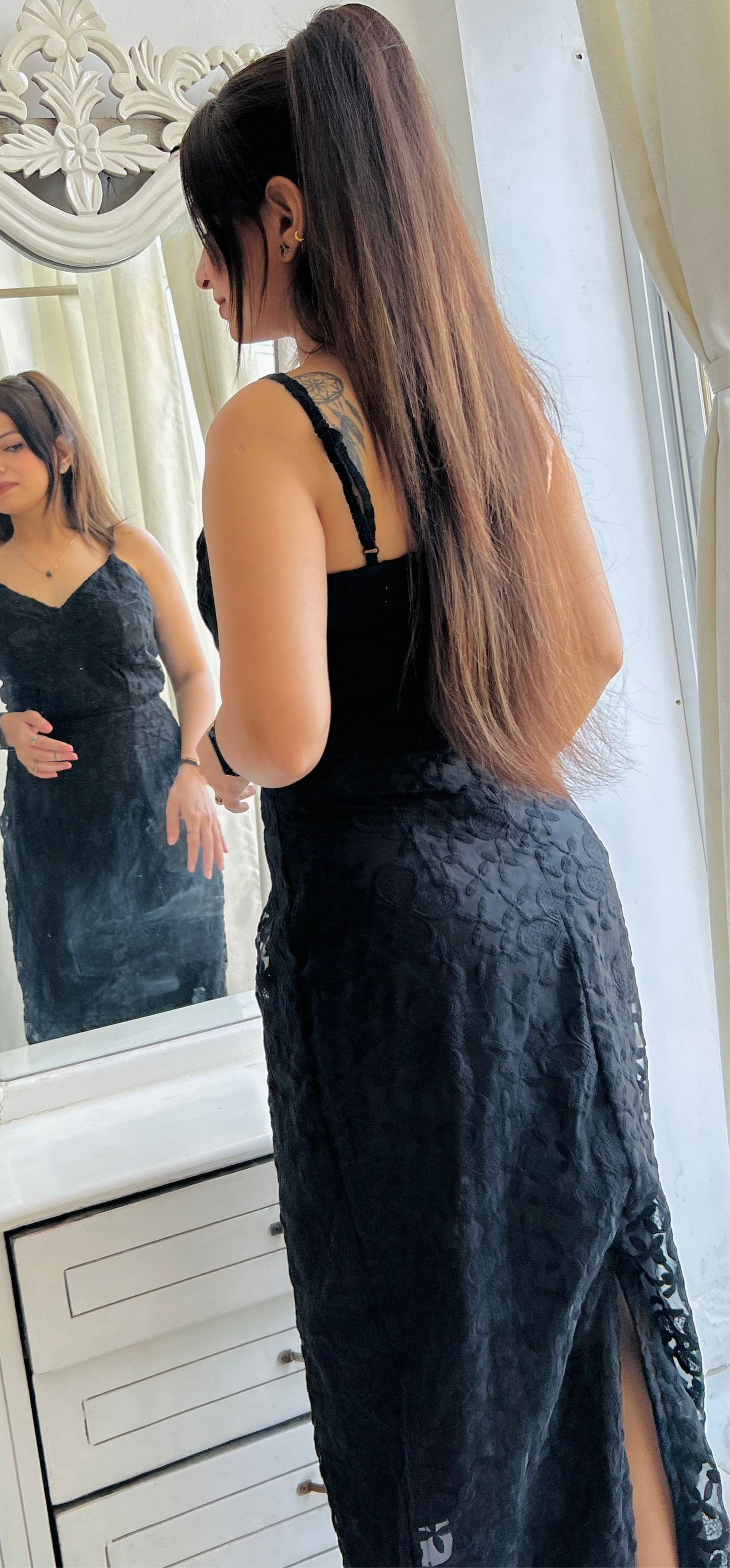 Black lace maxi dress