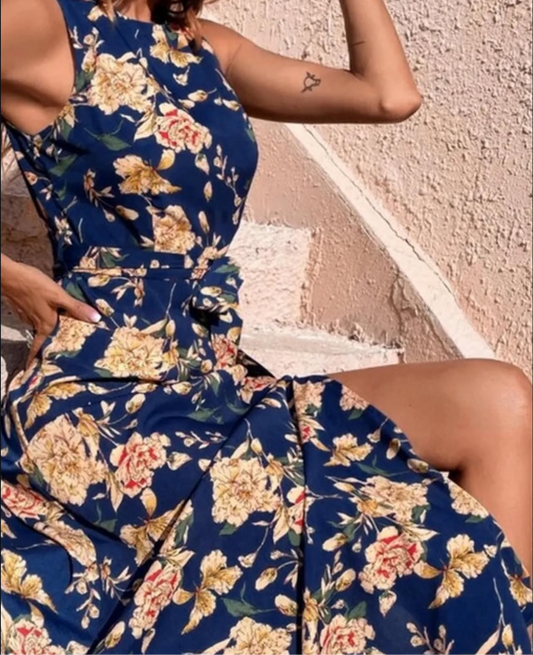 Blue floral dress