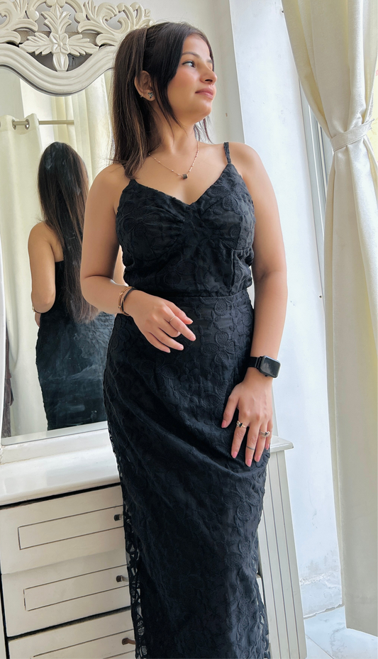 Black lace maxi dress