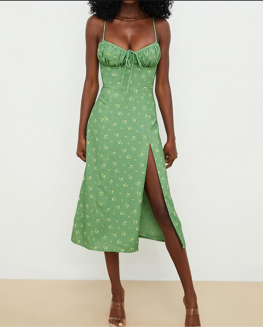 Green floral dress