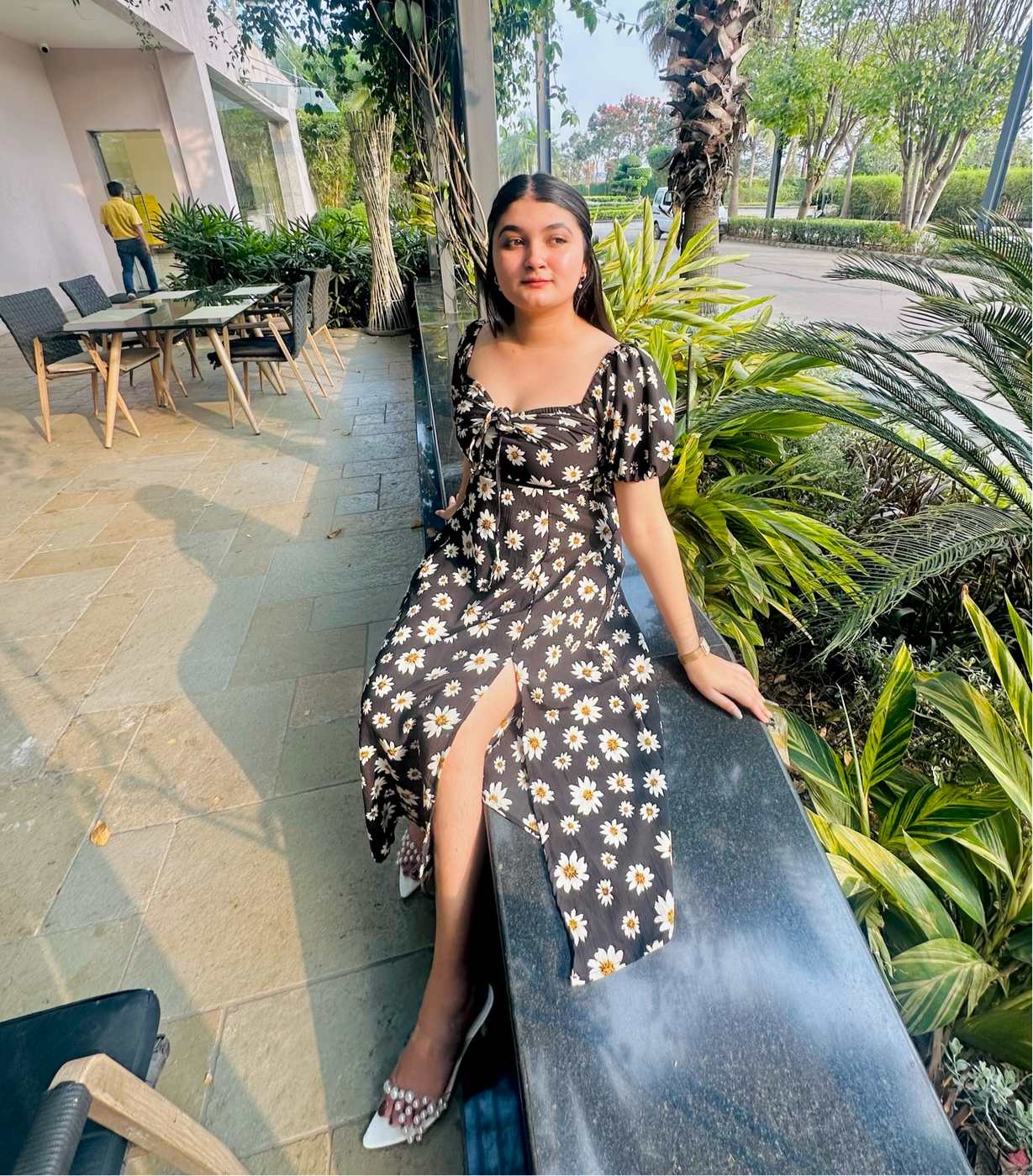 Floral black dress