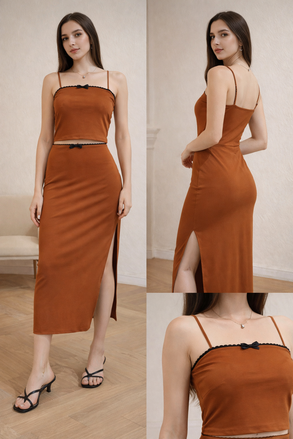 Rust brown skirt top cords