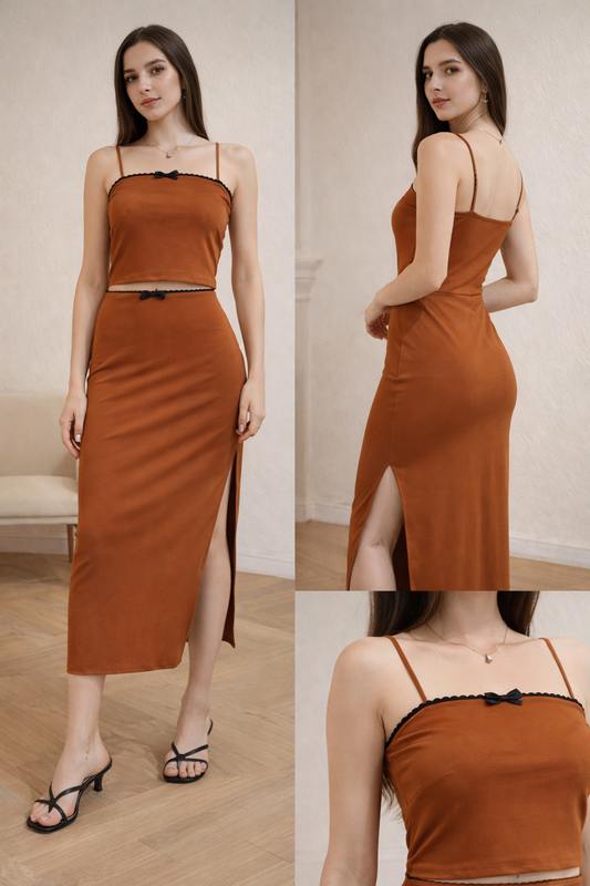 Rust brown skirt top cords