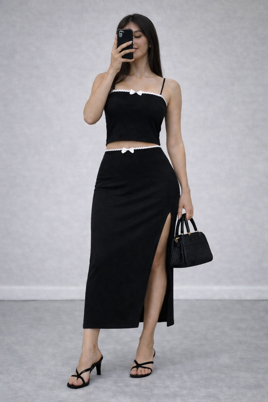 Black skirt top co ords